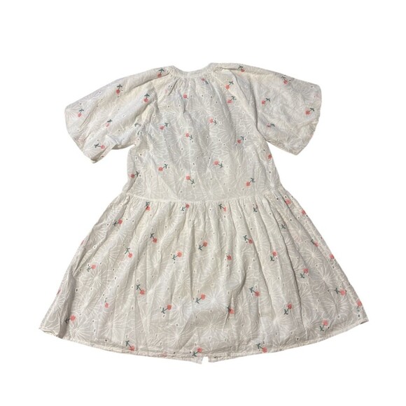 Nordstrom Stitch Drop White Eyelet Pink Floral Stitched Women’s Dress Size L - Picture 3 of 3